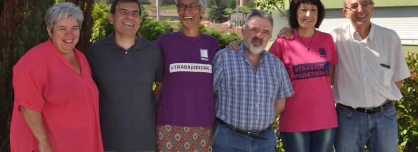 Los responsables de Formación, Difusión y Presidencia (segundo, tercero y cuarto por la izquierda) de la HOAC tras su elección en Ávila el 8 de julio de 2017