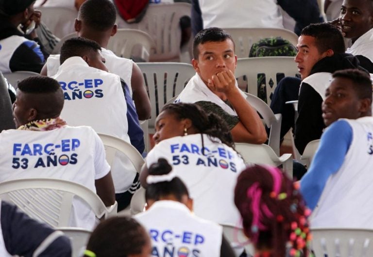 Integrantes de las FARC durante la ceremonia de dejación de armas