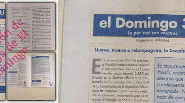 Hoja del Domingo de Venezuela usurpación para manipular a la gente y que apoye la Asamblea