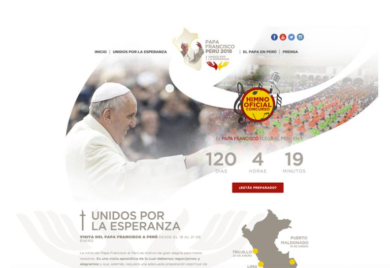 página web oficial de la visita del papa Francisco a Perú enero 2018