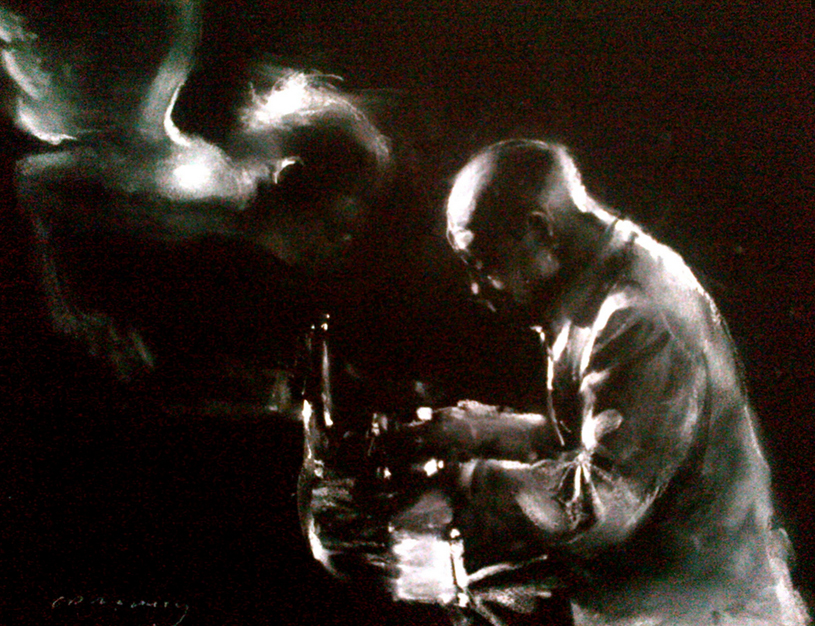 Charles Mackesy cuadro ángel pianista jazz
