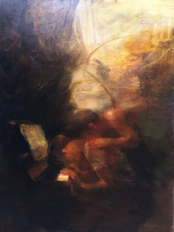 Charles Mackesy cuadro niño pianista con ángel