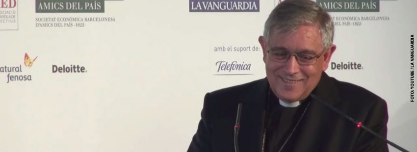 Josep Maria Soler abad de Montserrat durante almuerzo Barcelona Tribuna sobre Cataluña 16 octubre