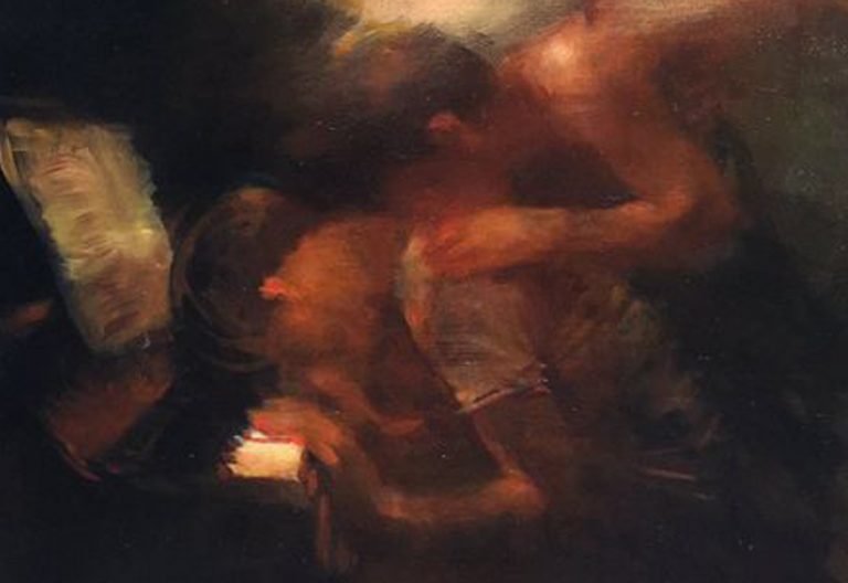 fragmento de Charles Mackesy cuadro niño pianista con ángel