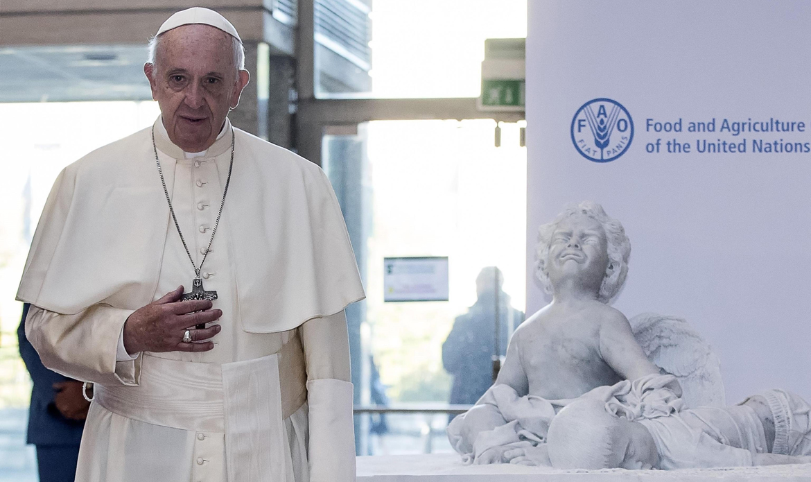 papa Francisco visita la sede FAO Roma 16 octubre 2017