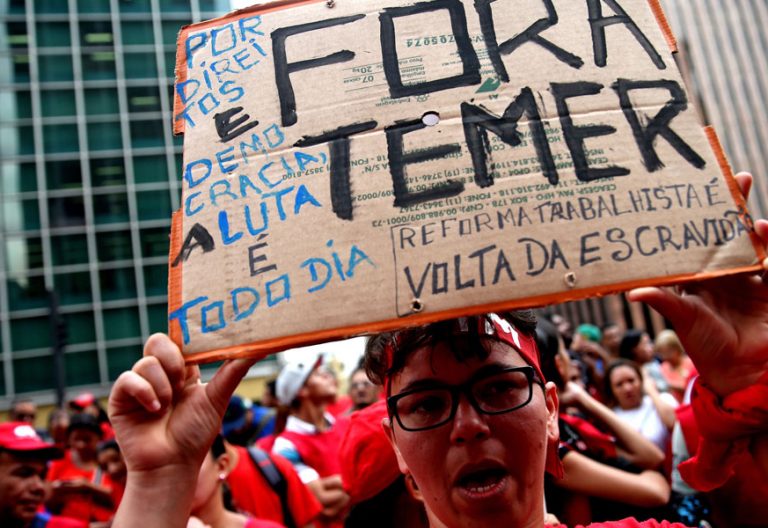 protestas manifestantes en Brasil contra el presidente Michel Temer acusado de corrupción octubre