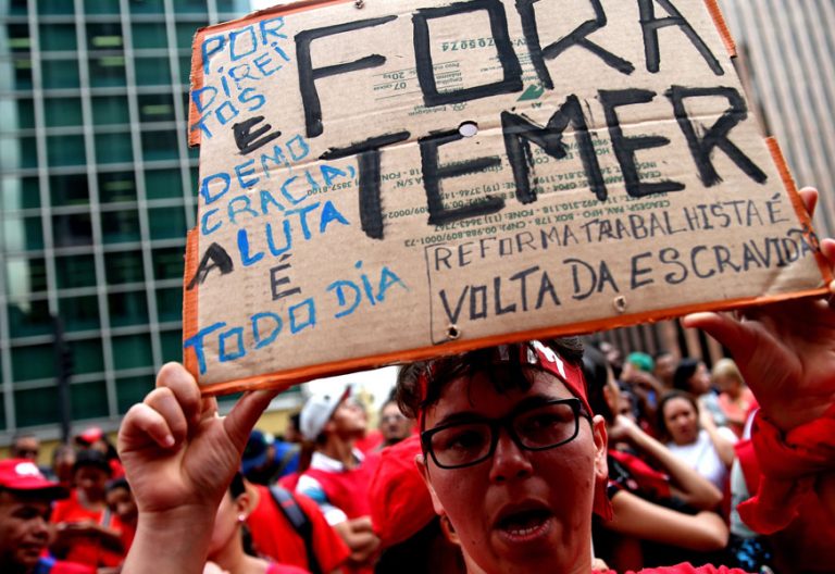 protestas manifestantes en Brasil contra el presidente Michel Temer acusado de corrupción octubre 2017