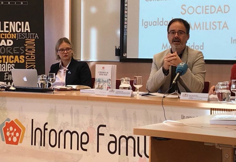 Fernando Vidal, director del Instituto Universitario de Familia de Comillas, durante la presentación, el 30 de noviembre de 2017, del Informe Familia 2017