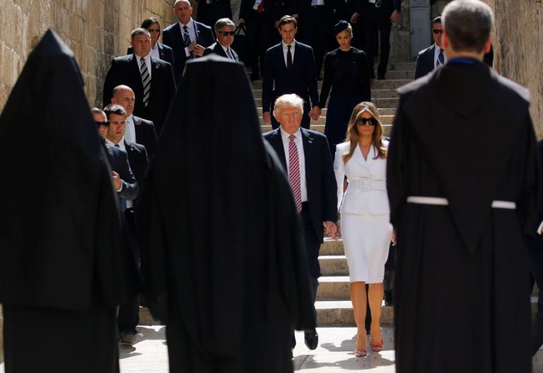 líderes cristianos reciben a Donald Trump en Jerusalén diciembre 2017