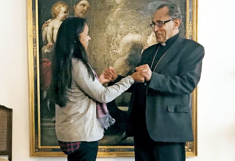 Joaquín María López de Andújar obispo de Getafe y Norka Risso virgen consagrada