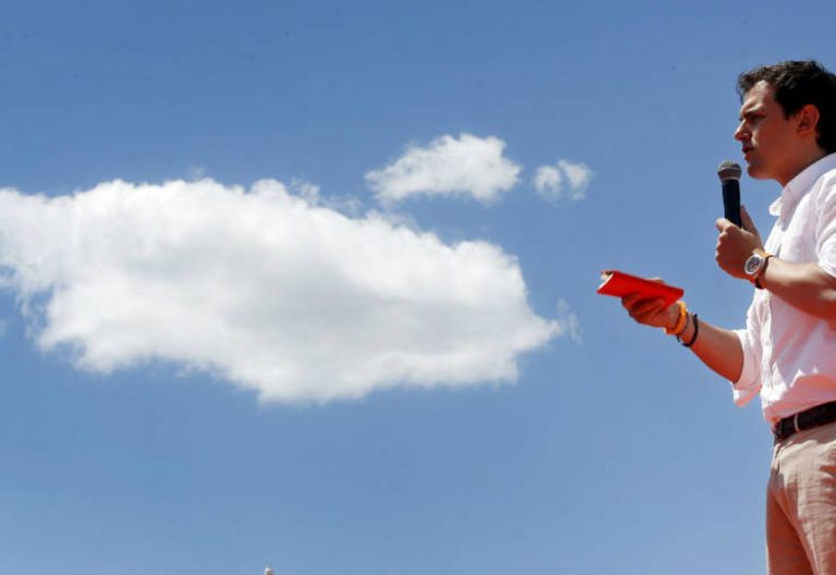 El líder de Ciudadanos, Albert Rivera, durante un mitin en Valencia en el año 2016