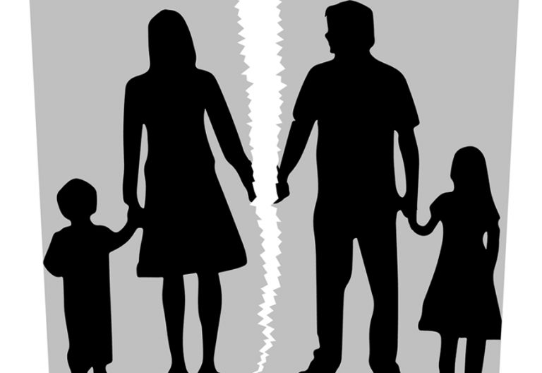 padres separados con hijos ilustracion