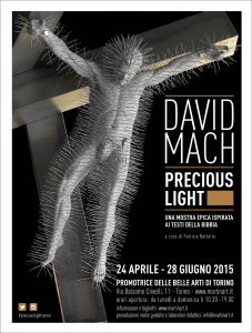 Cartel de la exposición precious light de david mach en torino, turín, italia