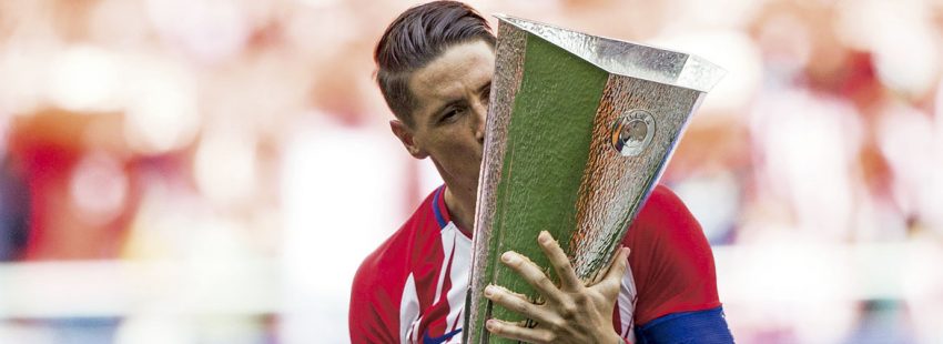 Fernando Torres en la celebración de la final de la Europa League ganada por el Atlético de Madrid