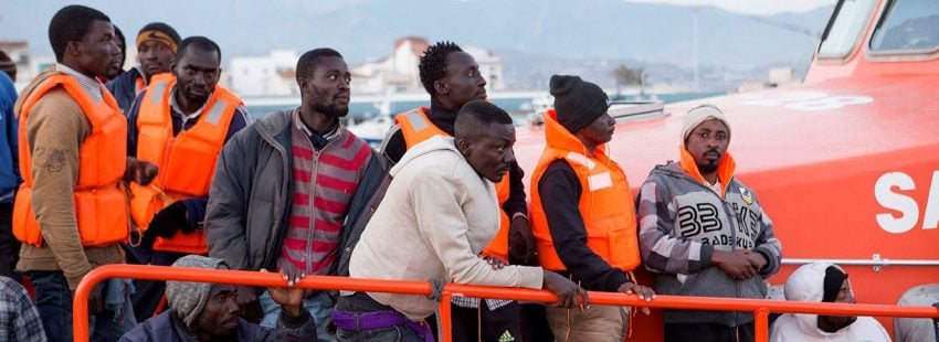 Un grupo de inmigrantes llegados a Motril (Granada)