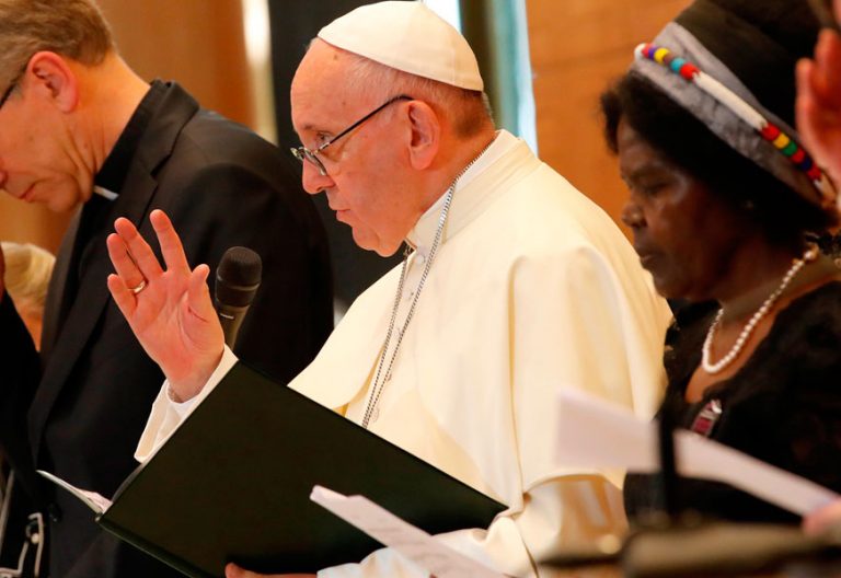 El papa Francisco en un discurso ante el Consejo Mundial de Iglesia en Ginebra junio 2018