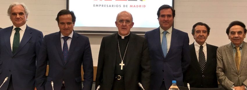El cardenal carlos osoro visita la ceim que es la confederacion de empresarios madrileños