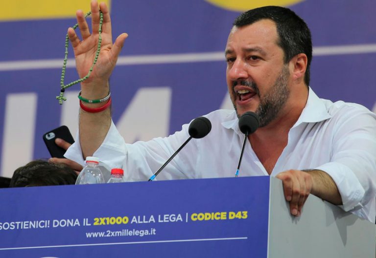 Matteo Salvini, ministro de Interior de Italia, en un acto de la Liga Norte