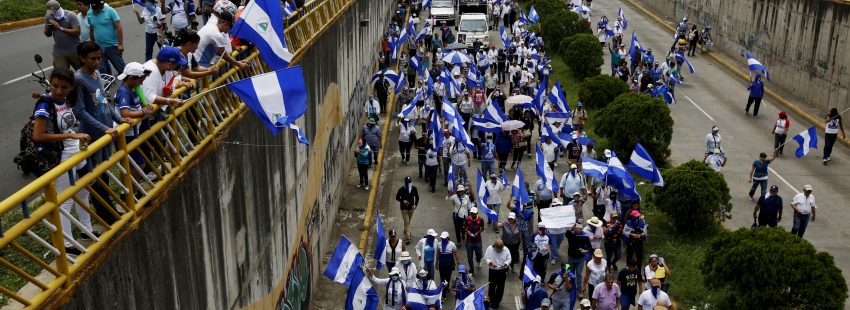 Manifestación en nicaragua contra el gobierno sandinista de daniel ortega