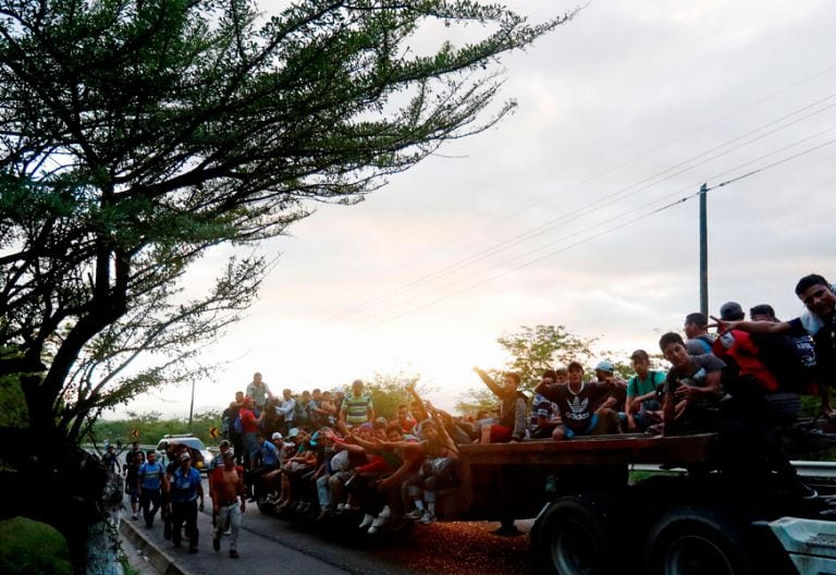 Caravana de Migrantes Hondureños a su paso por Guatemala