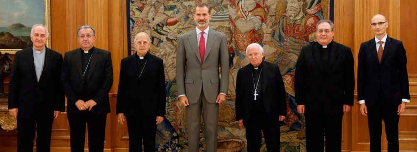 El Rey Felipe VI con la cúpula de la Conferencia Episcopal Española