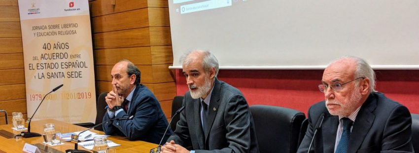 El rector de la Universidad Pontificia de Comillas, Julio Martínez, y el presidente de SM, José