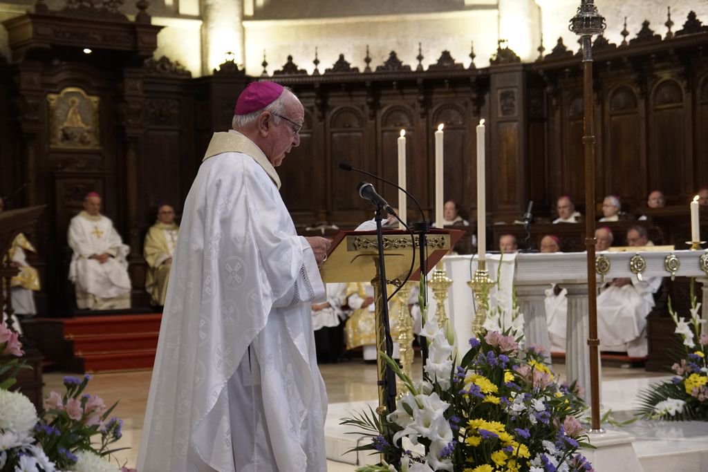 Ciriaco Benavente, obispo emérito de Albacete, en la toma de posesión de su sucesor, Ángel Fernández Collado, el 17 de noviembre de 2018