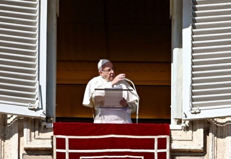 El papa Franciaco durante el rezo del ángelus, el 13 de enero de 2019, Fiesta del Bautismo de
