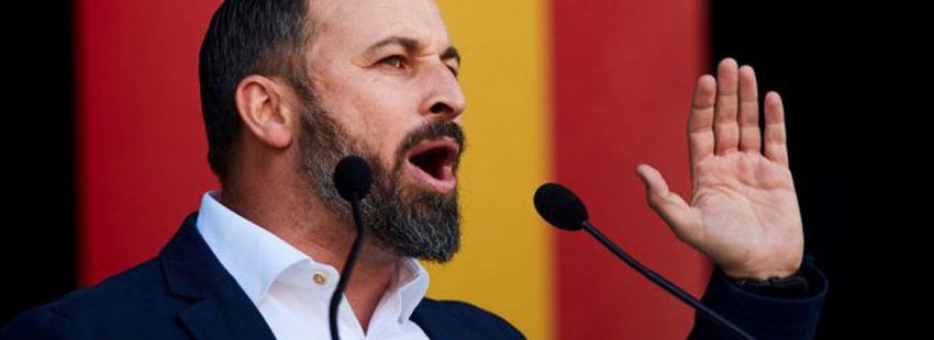 Santiago Abascal, lñider de Vox, en un acto en Barcelona en marzo de 2019