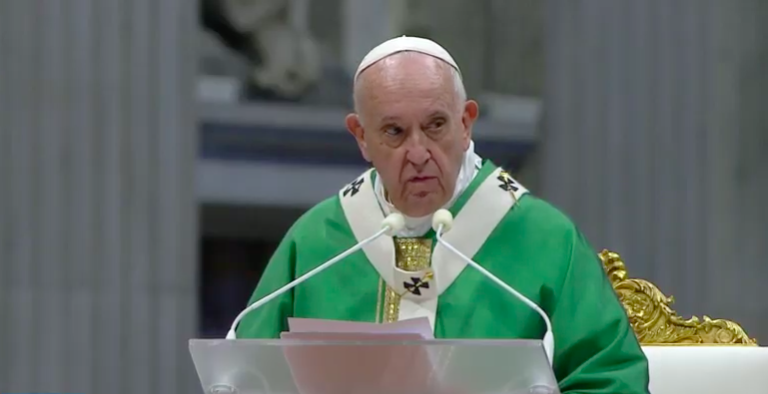 El papa Francisco en la misa de clausura del Sínodo para la Amazonía