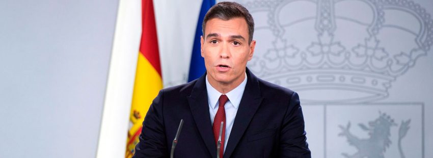 Pedro Sánchez, en rueda de prensa desde Moncloa