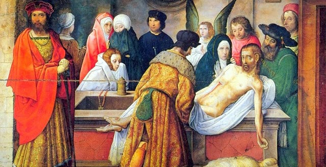 Detalle del 'Santo Entierro' de Juan de Flandes (Catedral de Palencia)