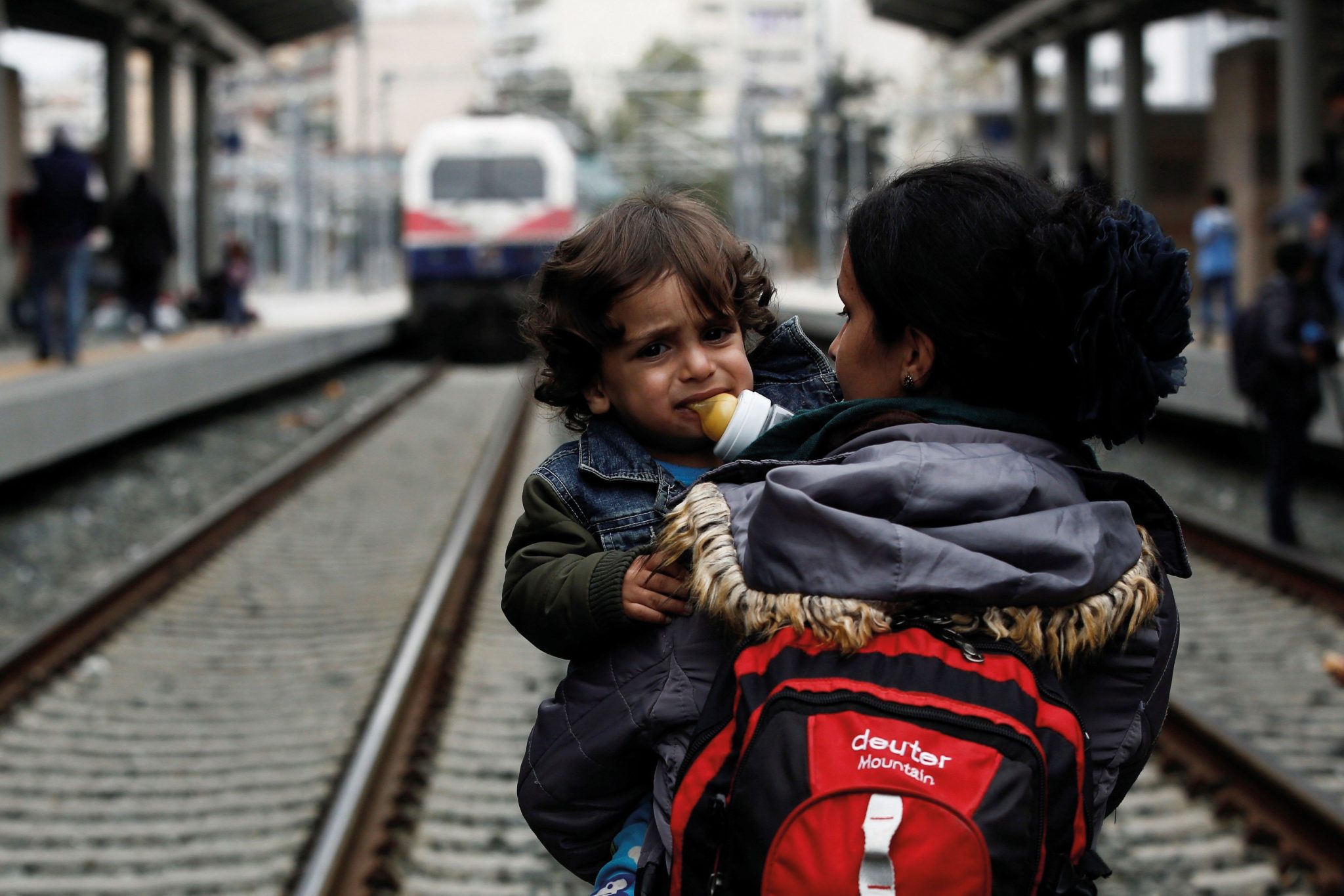 refugiados, madre e hijo