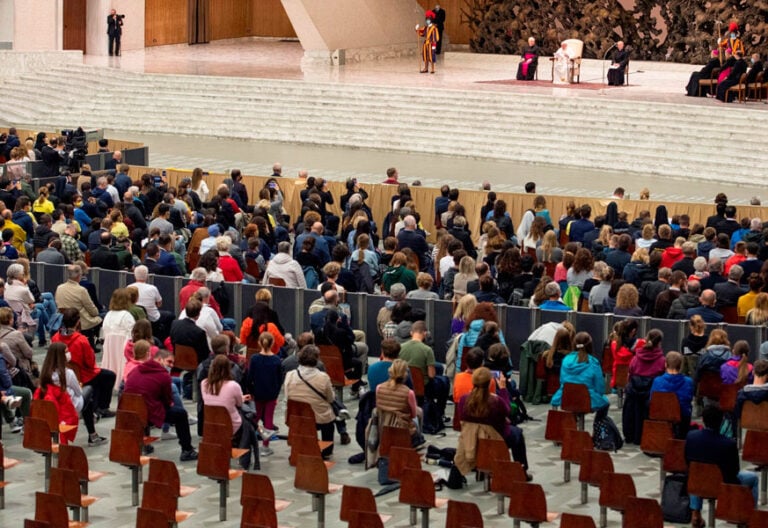 El papa Francisco en la audiencia general en el Aula Pablo VI