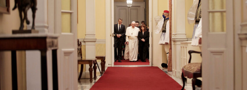 El papa Francisco, en el palacio presidencial de Atenas (Grecia)