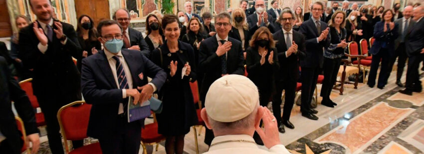 El papa Francisco, en una audiencia con empresarios italianos