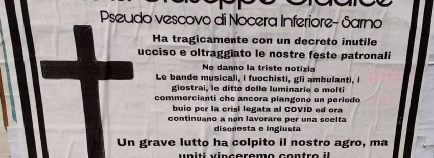 Esquela protesta obispo Italia