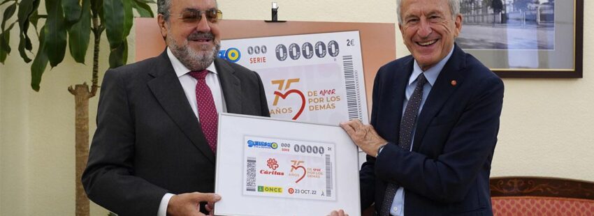 Los 75 años de Cáritas, en el cupón de la ONCE del domingo