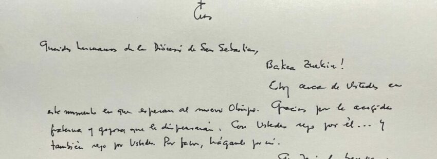 El Papa, a la diócesis de San Sebastián: “Estoy cerca de ustedes”