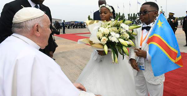 El papa Francisco a su llegada a la República Democrática del Congo