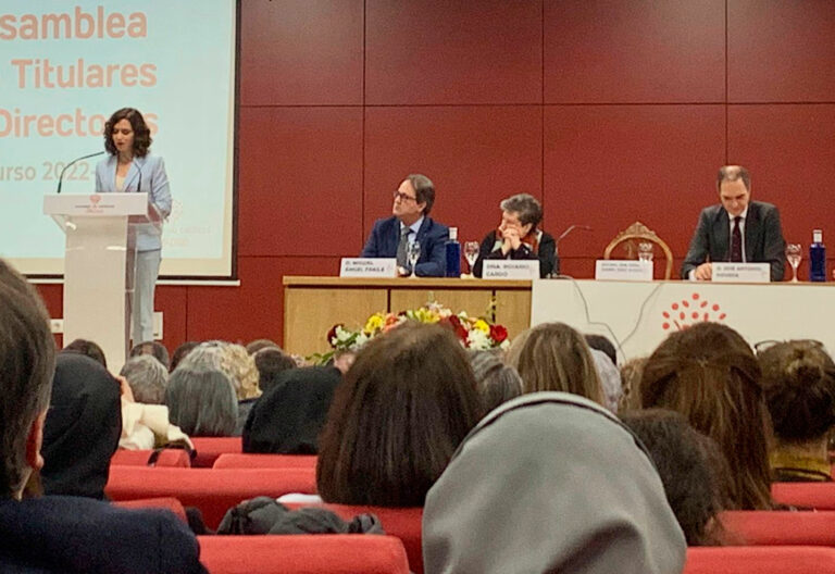 Isabel Díaz Ayuso, en la Asamblea de Escuelas Católicas de Madrid