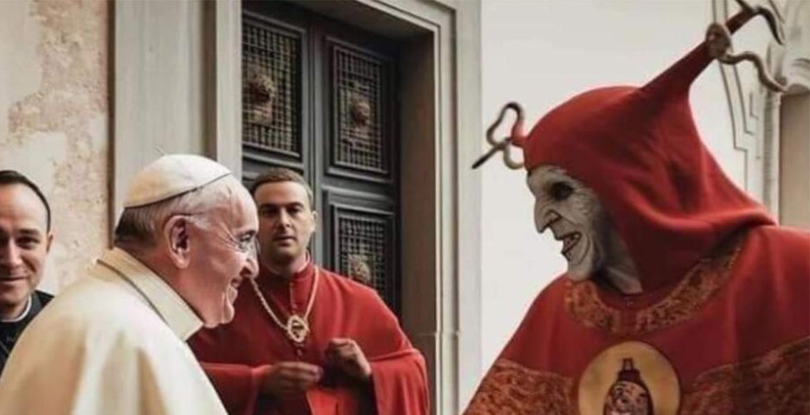 La inteligencia artificial 'reúne' al Papa con unos curas satánicos