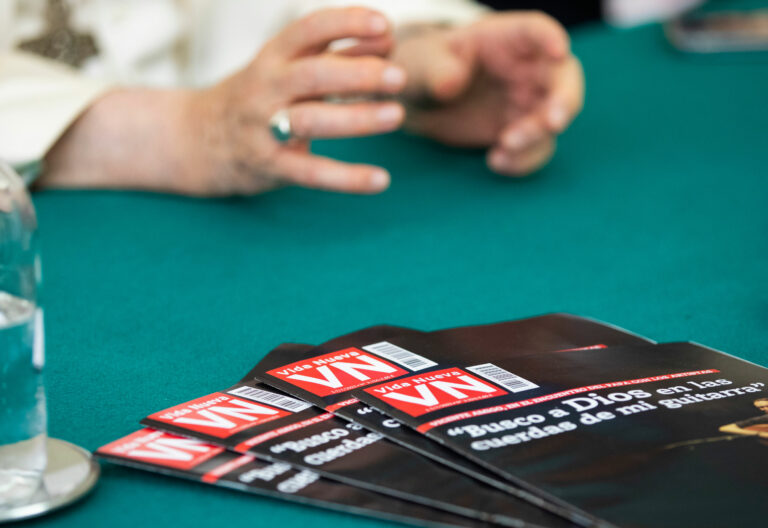 El papa Francisco, en el encuentro con Vida Nueva