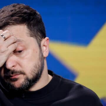 El presidente de Ucrania, Volodymyr Zelenski, en una rueda de prensa