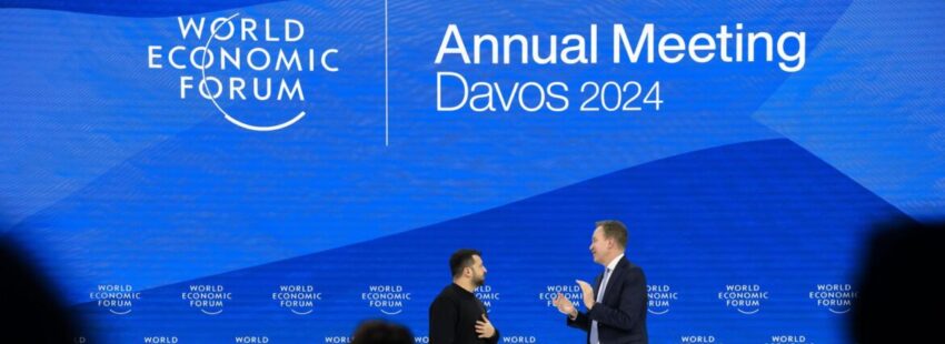 El presidente de Ucrania Volodymyr Zelensky en el Foro Económico de Davos 2024