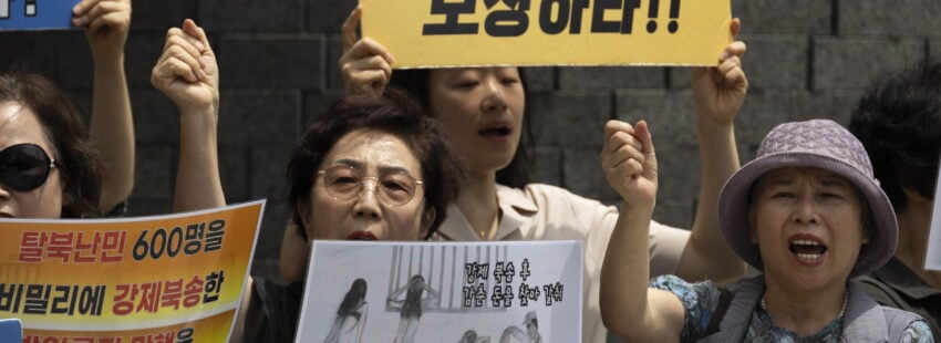 Protestas en Seúl contra la repatriación forzosa de norcoreanos desde China