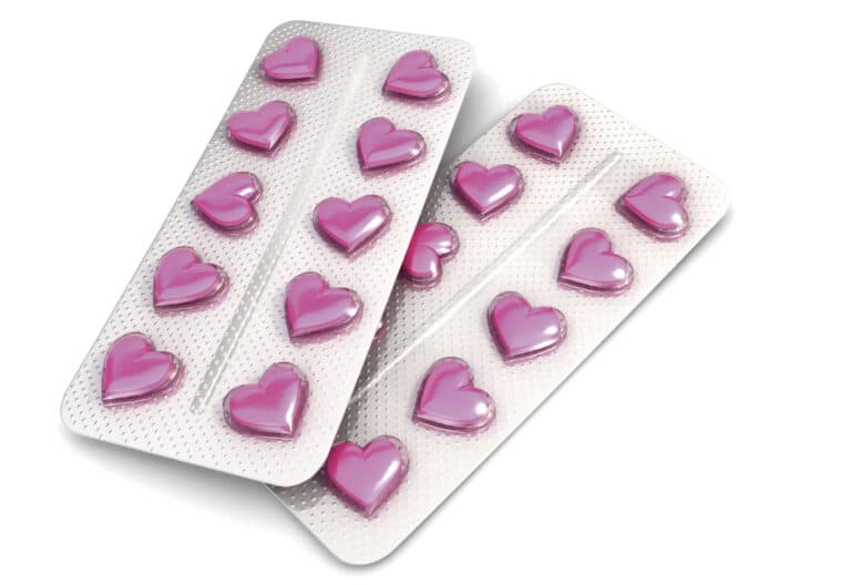 Blister pastillas con forma de corazón
