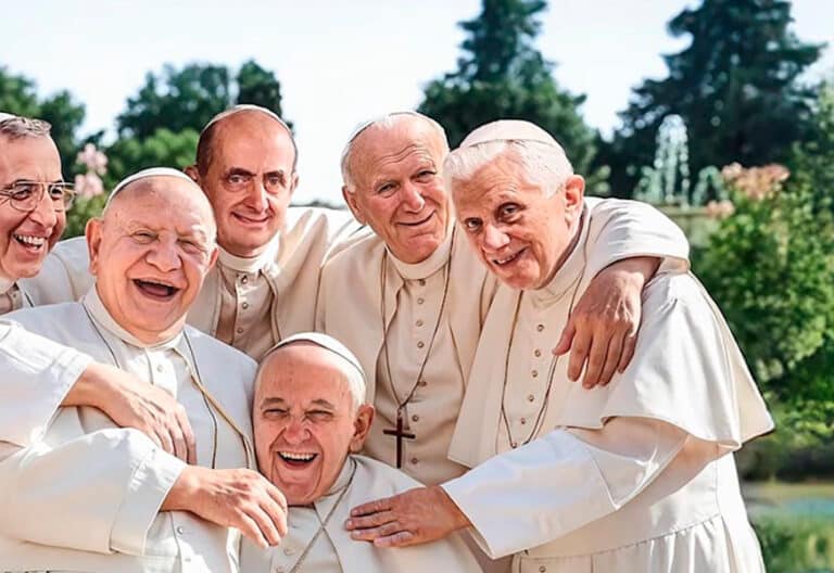 últimos seis papas juntos generados con IA