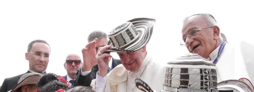 Papa Francisco en su visita a Colombia.