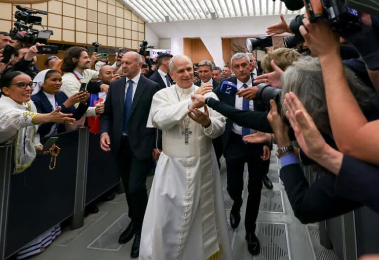 León XIV, en el encuentro con los periodistas